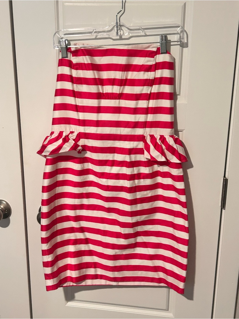 NWT Lilly Pulitzer Maybell Dress Azalea Pink Stripe Sz6 Strapless Peplum Ruffle - Picture 2 of 8